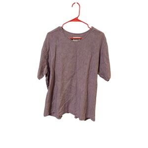 FLAX by Jeanne Engelhart Size Large Linen Blend Purple Tunic Top Shirt